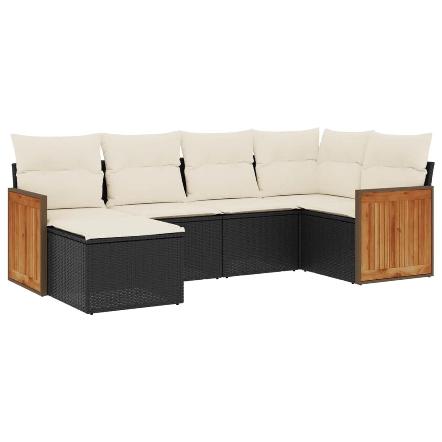 vidaXL 6-Tlg Garten-Sofagarnitur mit Kissen Schwarz Poly Rattan 3260257 günstig online kaufen