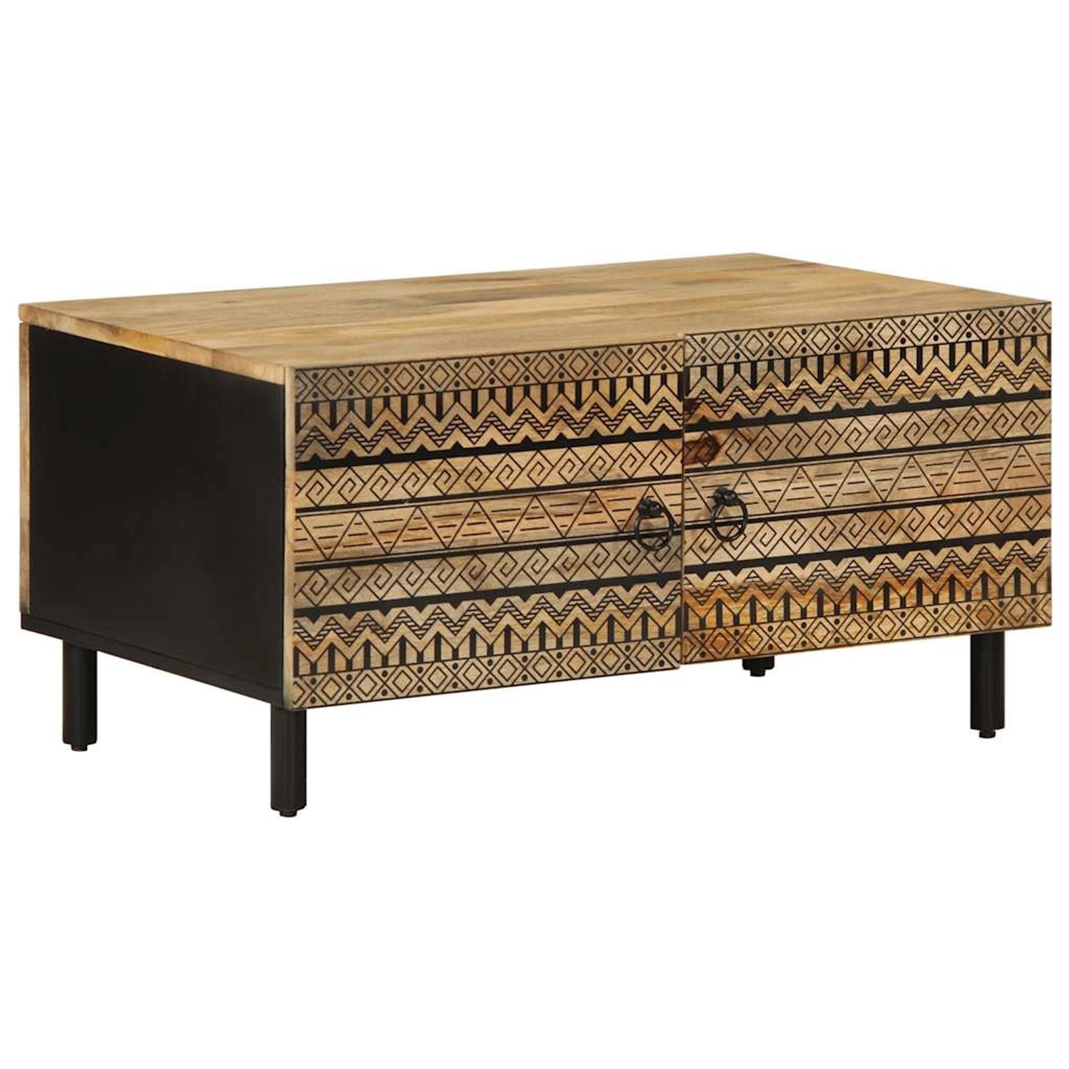 vidaXL Couchtisch Schwarz 80x50x40 cm Raues Mangoholz 4018633 günstig online kaufen