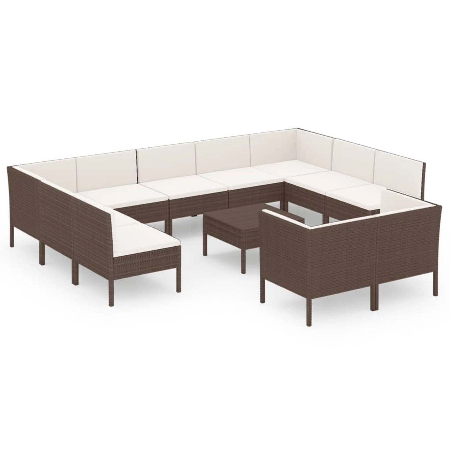 vidaXL 12-tlg Garten-Lounge-Set mit Auflagen Poly Rattan Braun Modell 12