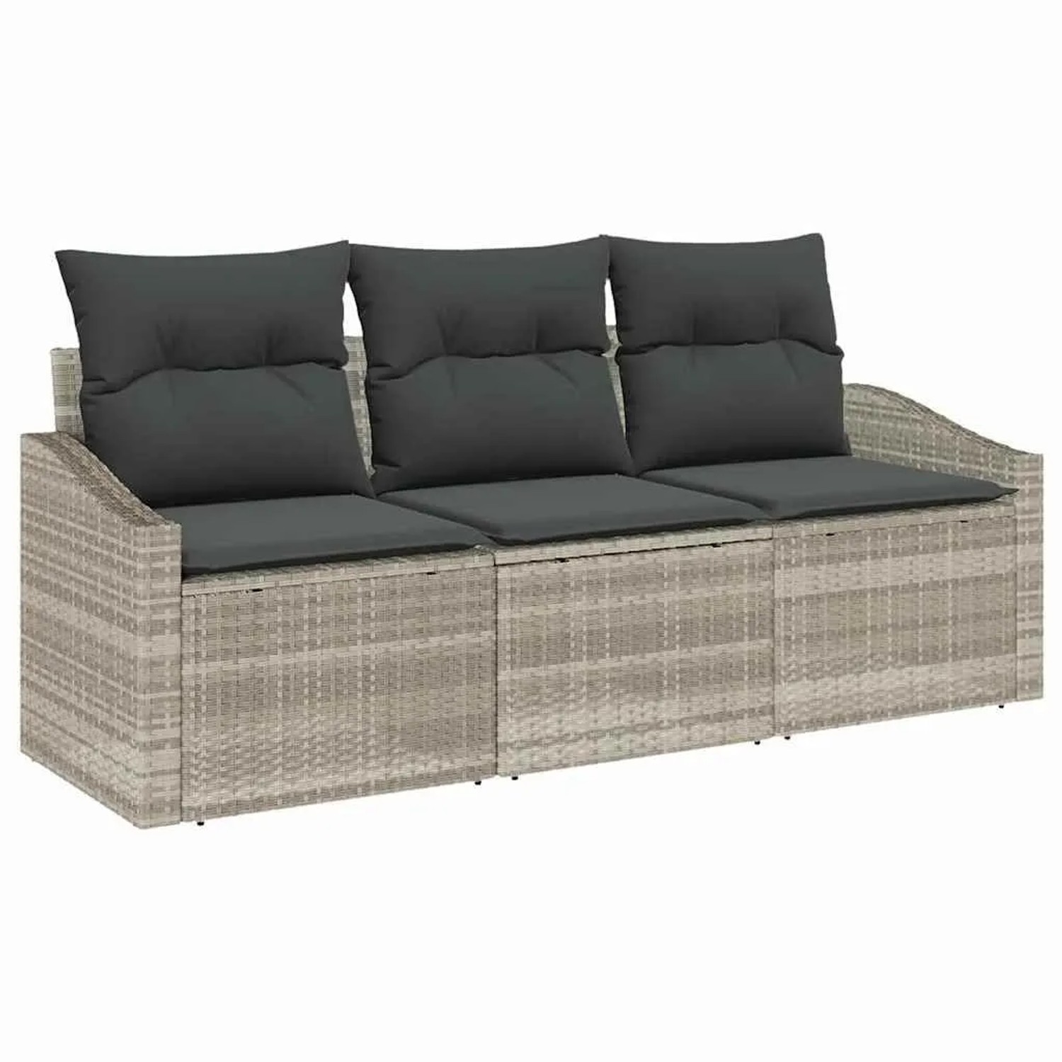 vidaXL Gartensofa-set mit Kissen 3-Tlg Hellgrau Poly-Rattan 3355251 günstig online kaufen