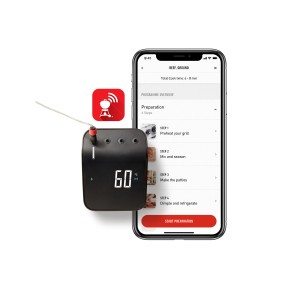 Weber Connect Smart Grilling Hub Grillthermometer mit App-Anzeige und Temperaturfühler.