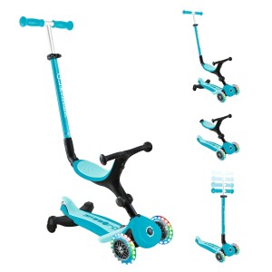 Globber Go-Up Active Lights 360 3 in 1 Aufsitzrad Laufrad und Scooter 120/80 mm 3-Rädrig Höhenverstellbar Blau