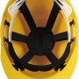 Gelber LUX Bauhelm mit 6-Punkt-Innenausstattung für optimalen Schutz.