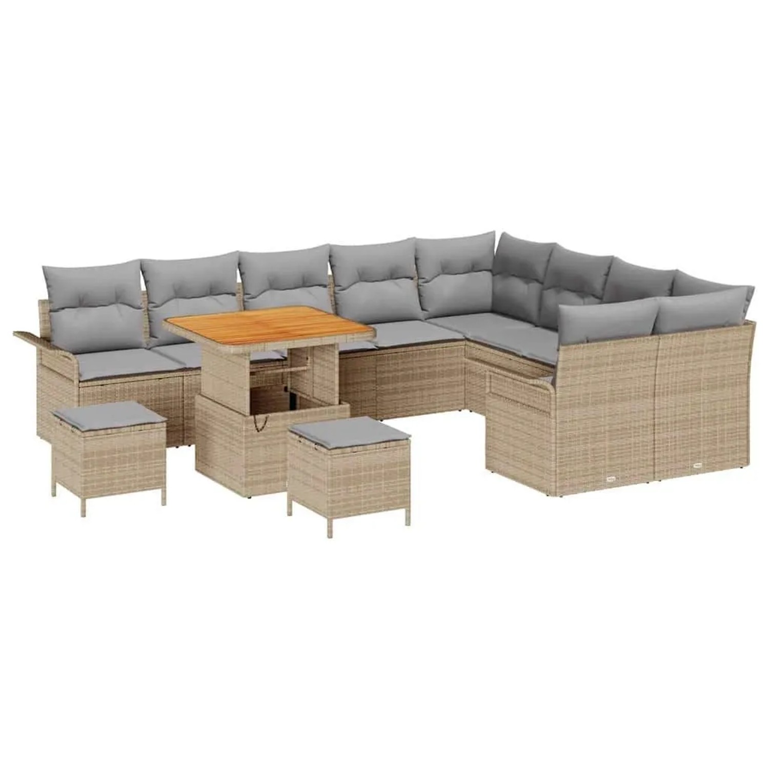 vidaXL Garten-Sofa-Set mit Kissen 12-Tlg Beige und Hellgrau 3364122