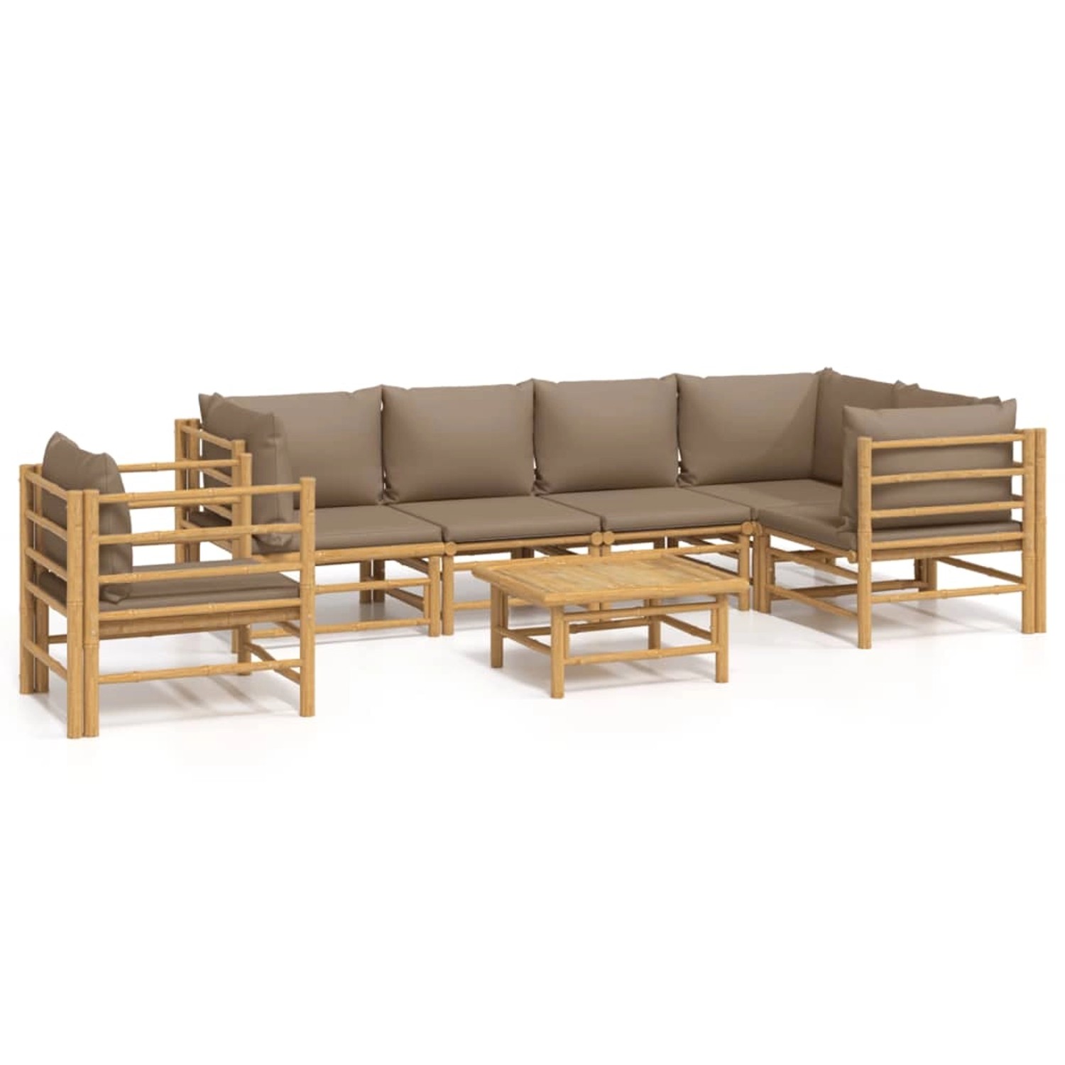 vidaXL 7-tlg Garten-Lounge-Set mit Taupe Kissen Bambus Modell 3