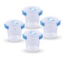 Bestlivings Frischhalteboxen, 4er-Set, 0,64L, Joghurtboxen mit blauem Deckel.