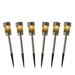 Marelida LED Solar Wegleuchten Mit Erdspieß Edelstahl Solarleuchten Garten Balkon 6 Stück