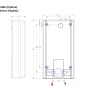 Skizze des Thermoflow HYDREX21N Durchlauferhitzers mit Maßangaben.