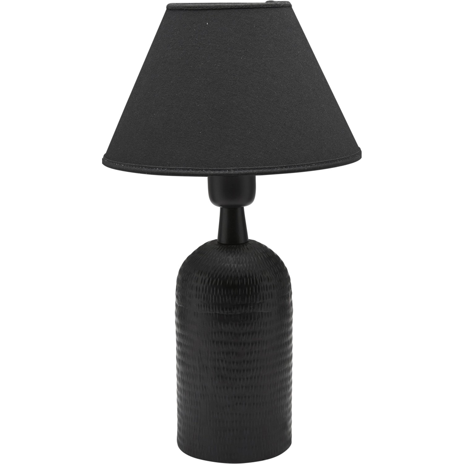 PR Home Riley Tischlampe gehämmertes Metall Textilschirm Schwarz E27 40x25x25cm