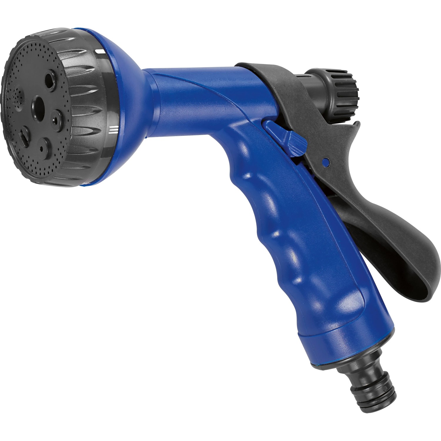 LUX-TOOLS Gartenbrause Classic, 4-teilig, blaue Gartenspritze mit verschiedenen Strahlarten.