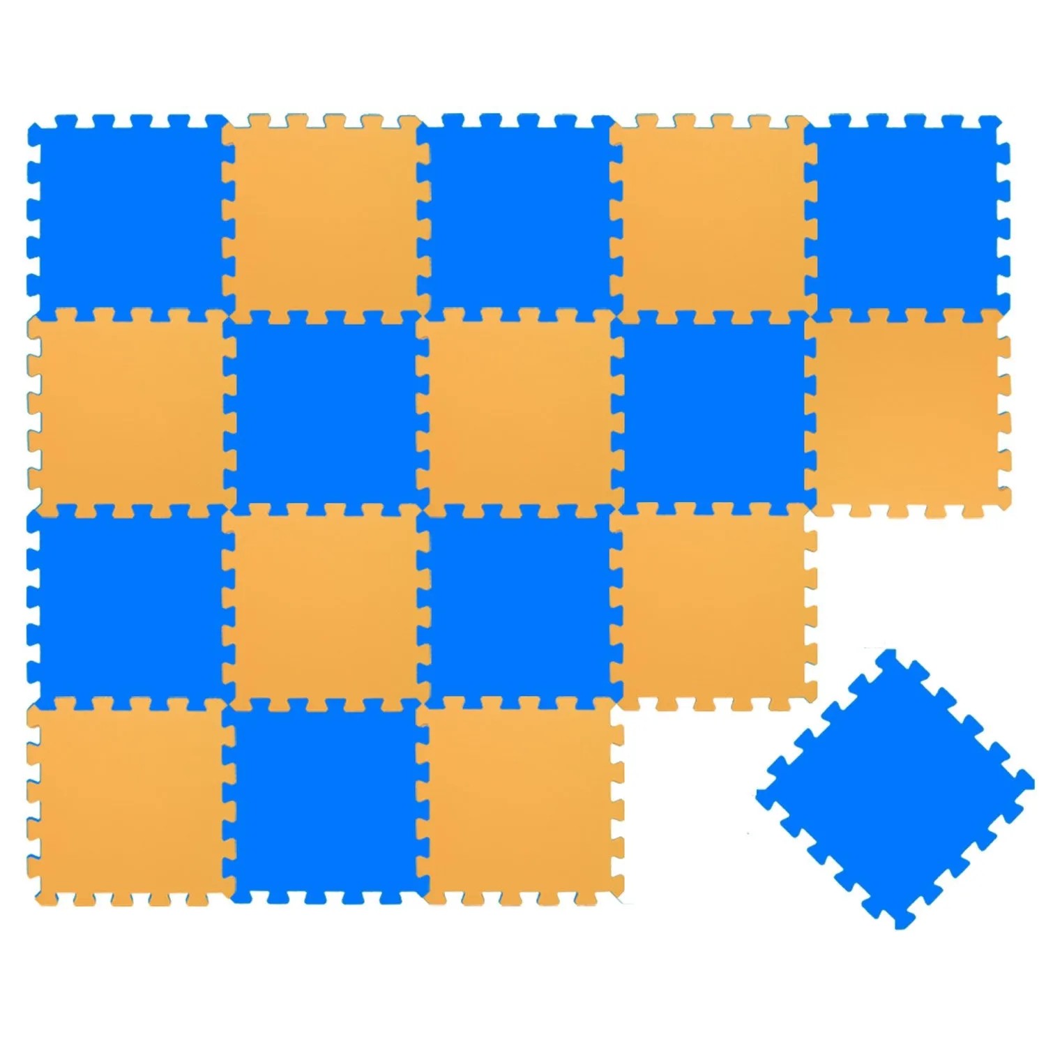 LittleTom Baby & Kinder Puzzlematte 30 x 30 cm 18 Stück Dunkelblau & Gelb