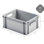 Graue Eurobox 16L mit offenem Griff, eine robuste Transportbox/Stapelbox für Lagerung und Transport.