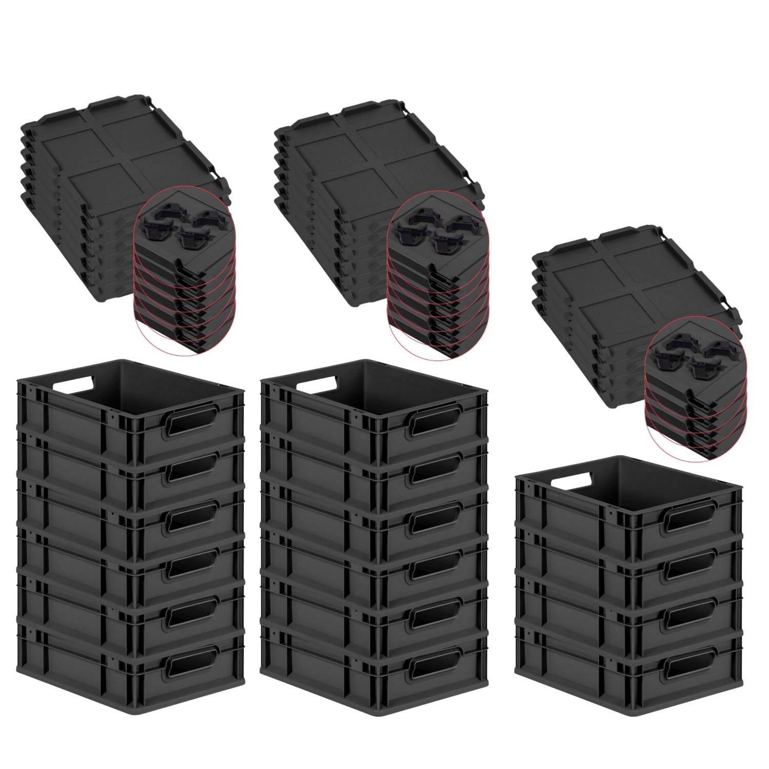 PROREGAL SuperSparSet 16x Eurobox Nextgen Grip Mit Auflagedeckel Und Schwar günstig online kaufen