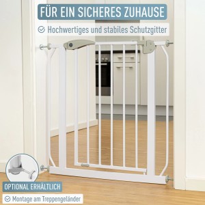 ib style Türschutzgitter Berrin 58-185cm Treppenschutzgitter für Kinder und Haustiere Ohne Bohren Weiß 135-145 cm