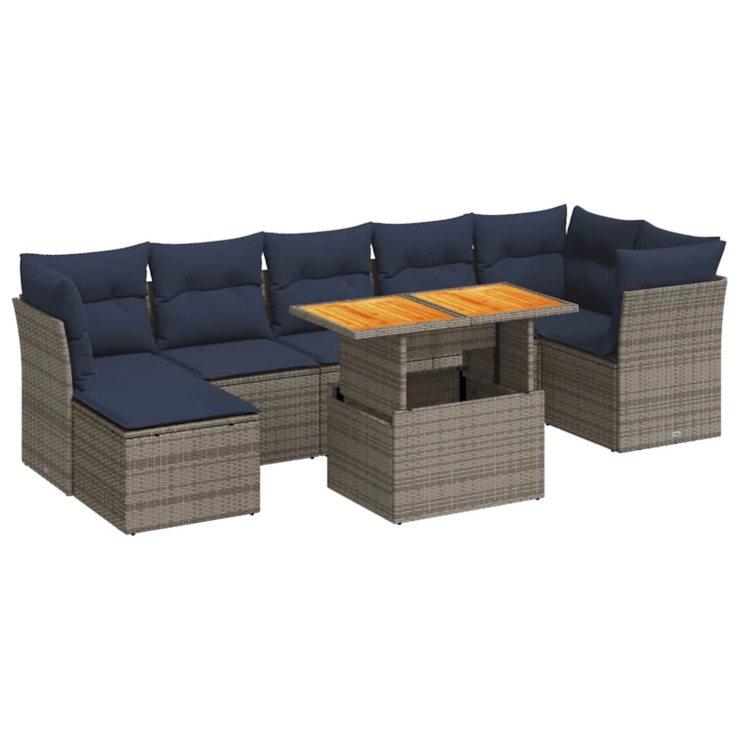vidaXL 8-Tlg Garten-Sofagarnitur mit Kissen Grau Poly Rattan 3326959 günstig online kaufen