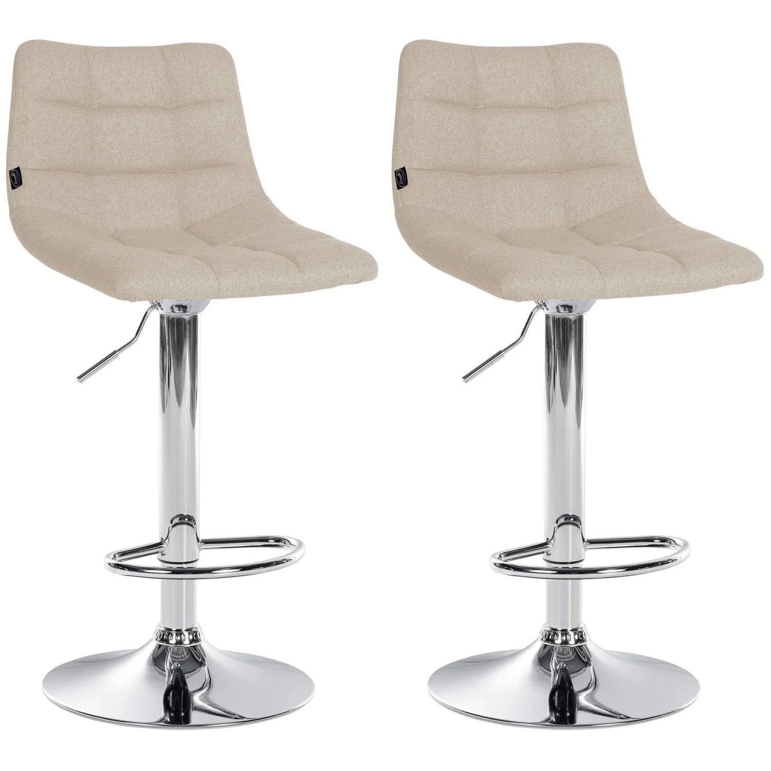 DELUKE Barhocker 2er Set DUBAI Creme Stoff Chrom Barstuhl Mit Lehne Tresenhocker Tresenstuhl