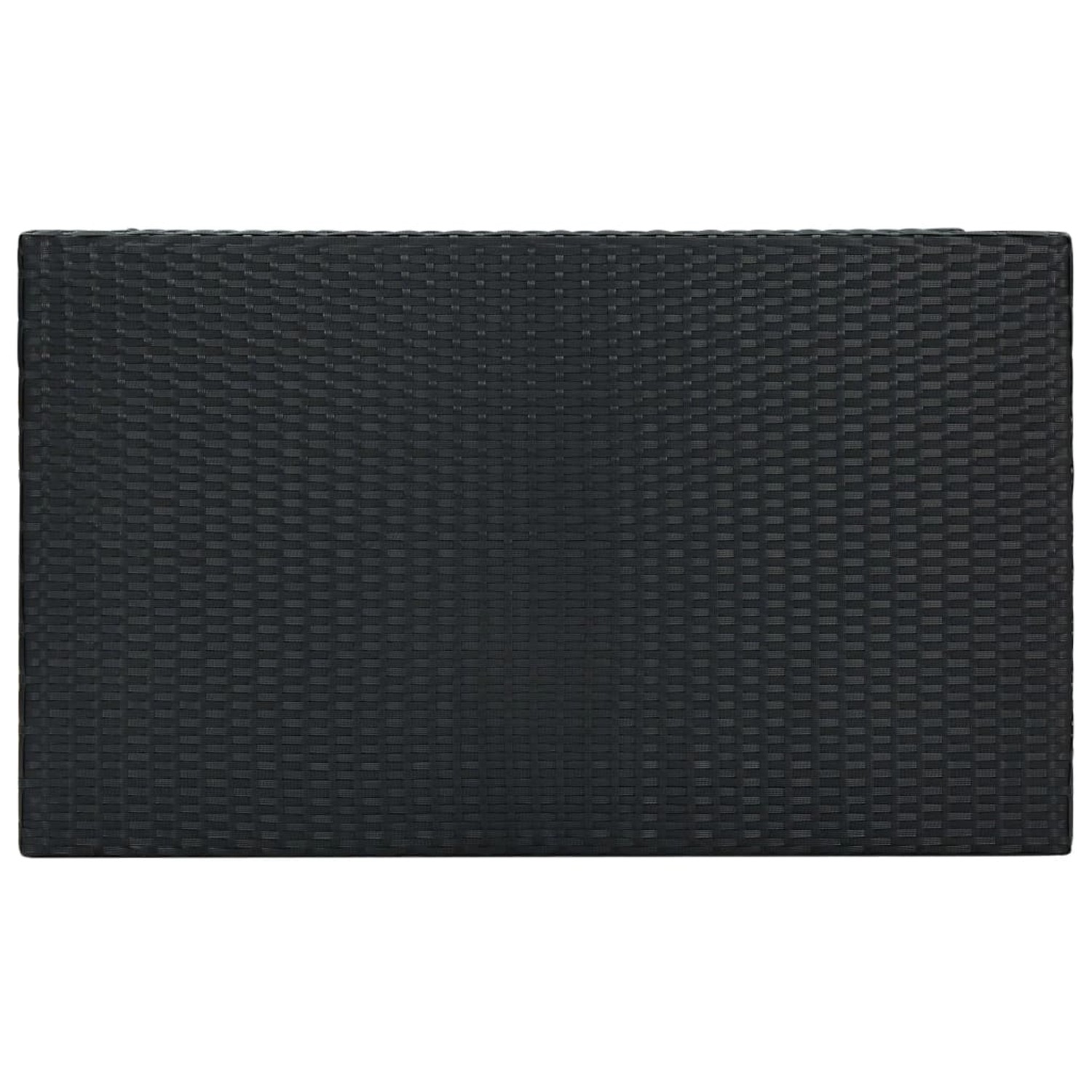 Detailansicht Tischplatte des schwarzen vidaXL Gartenbar-Sets aus Polyrattan.