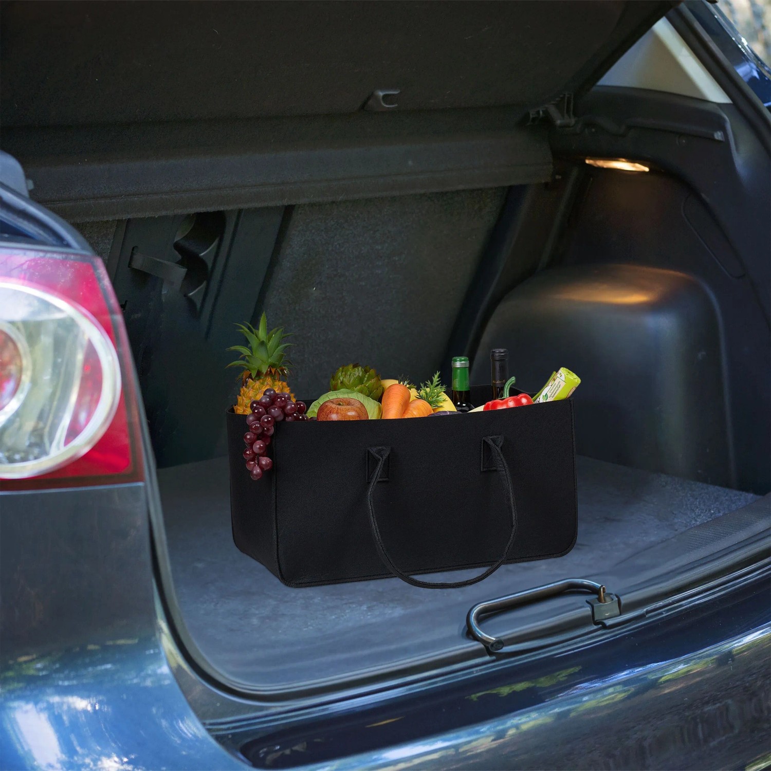 Relaxdays Kaminholztasche Filz Schwarz Mit Tannenbaum Motiv 50 cm x 25 cm x 25 cm_5