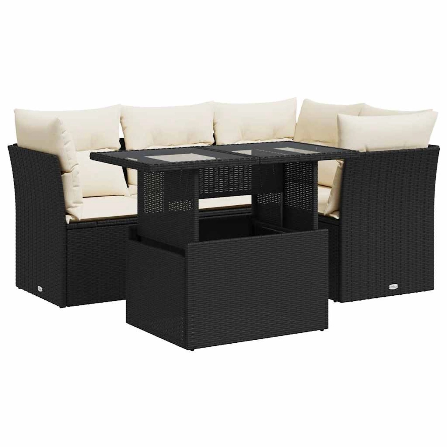 vidaXL 5-Tlg Garten-Sofagarnitur mit Kissen Schwarz Poly Rattan 3326147 günstig online kaufen