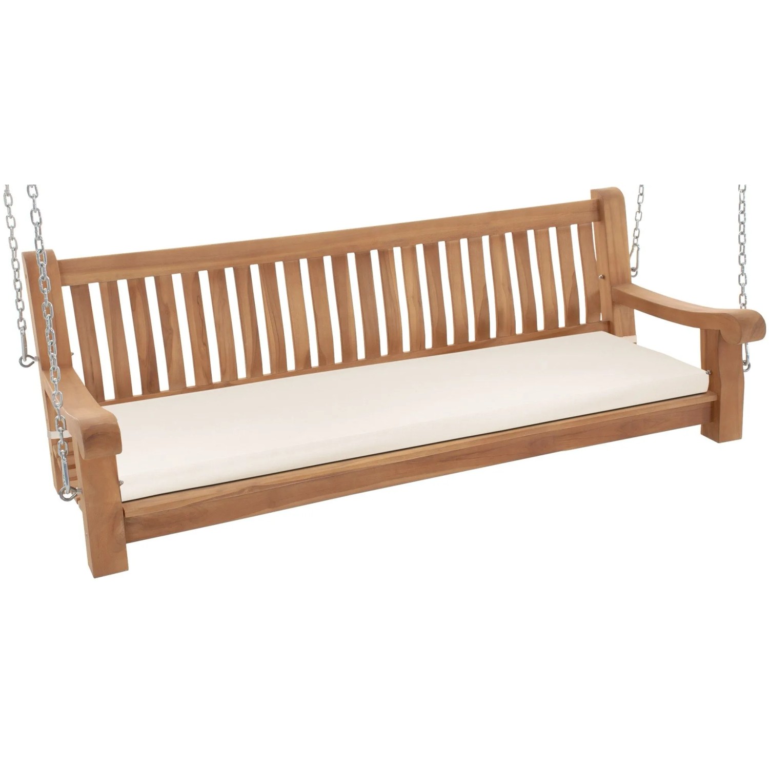 DELUKE Schaukelbank MUVER Holz Creme 180x70x62cm Hängebank Gartenschaukel Zum Aufhängen Veranda-Schaukel