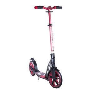 Six Degrees Aluminium Scooter, rot, mit Klappmechanismus und Ständer. Sportliches Design für Kinder und Erwachsene.