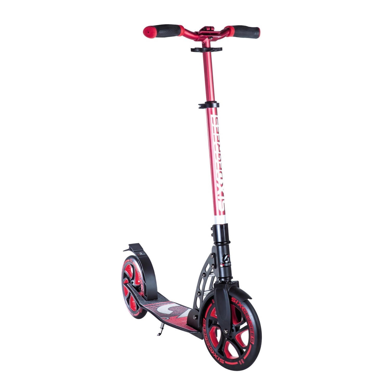 Six Degrees Aluminium Scooter mit Klappmechanismus und Ständer 230/215 mm ABEC 7 Höhenverstellbar GS-Geprüft Rot