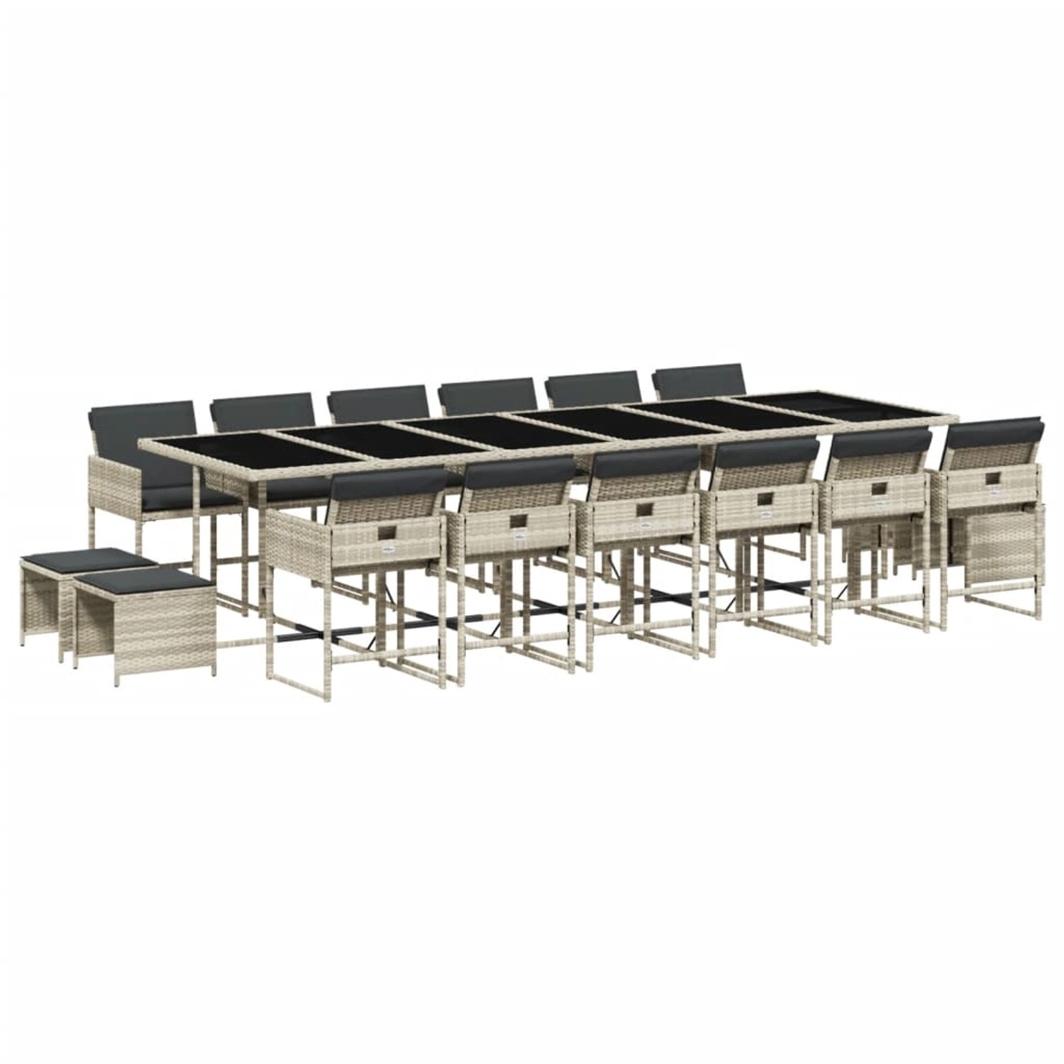 vidaXL 17-Tlg Garten-Essgruppe mit Kissen Hellgrau Poly Rattan 3211367 günstig online kaufen