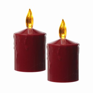 2 rote LED Grabkerzen mit Sensor, H 11,5cm, für Laternen & Gestecke, bis 500h Leuchtdauer.