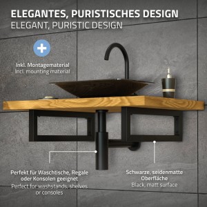 ML-Design Wandkonsole 2er Set, schwarz, für Waschtisch. Badaccessoire im Industrial Design.