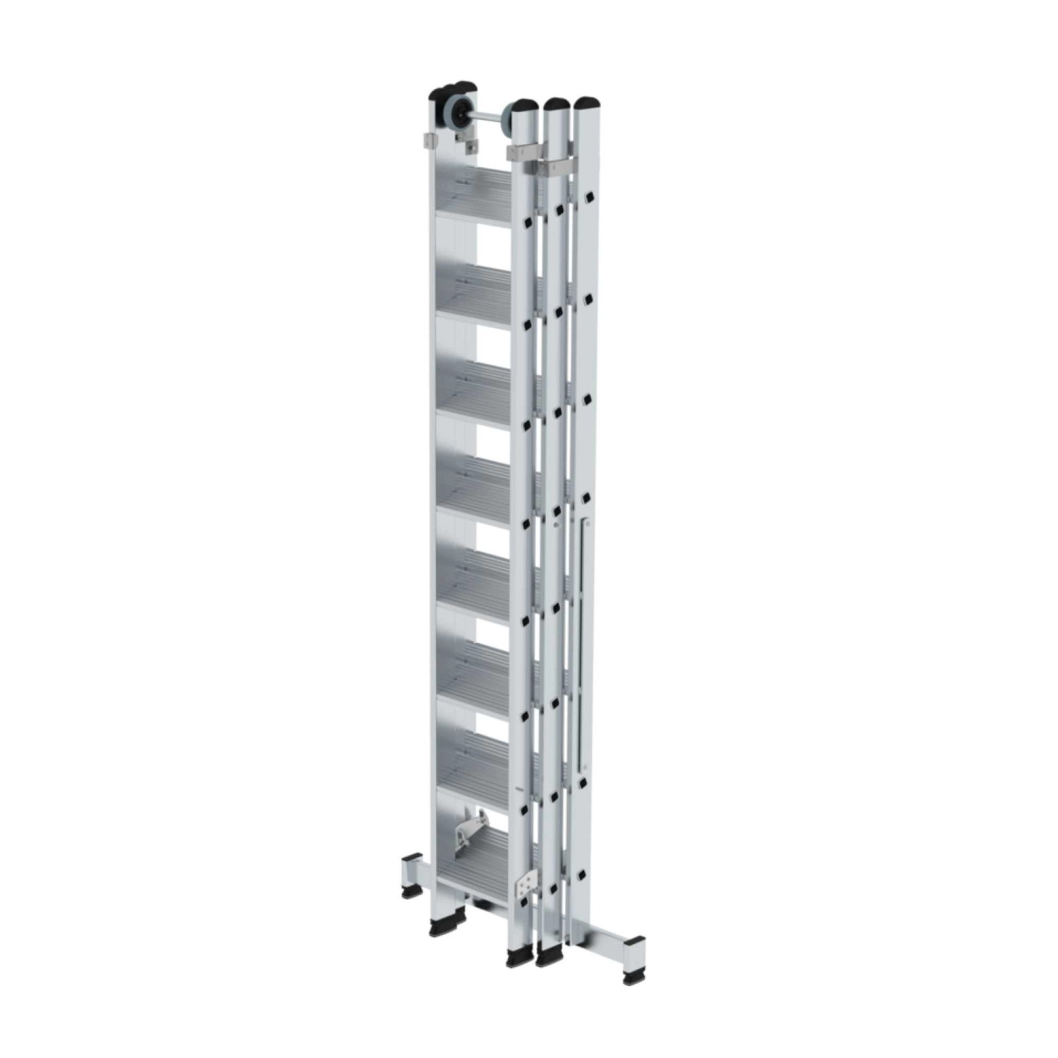PROREGAL 3-teilige Stufen-Mehrzweckleiter aus Aluminium mit Traverse, 3x8 Stufen.