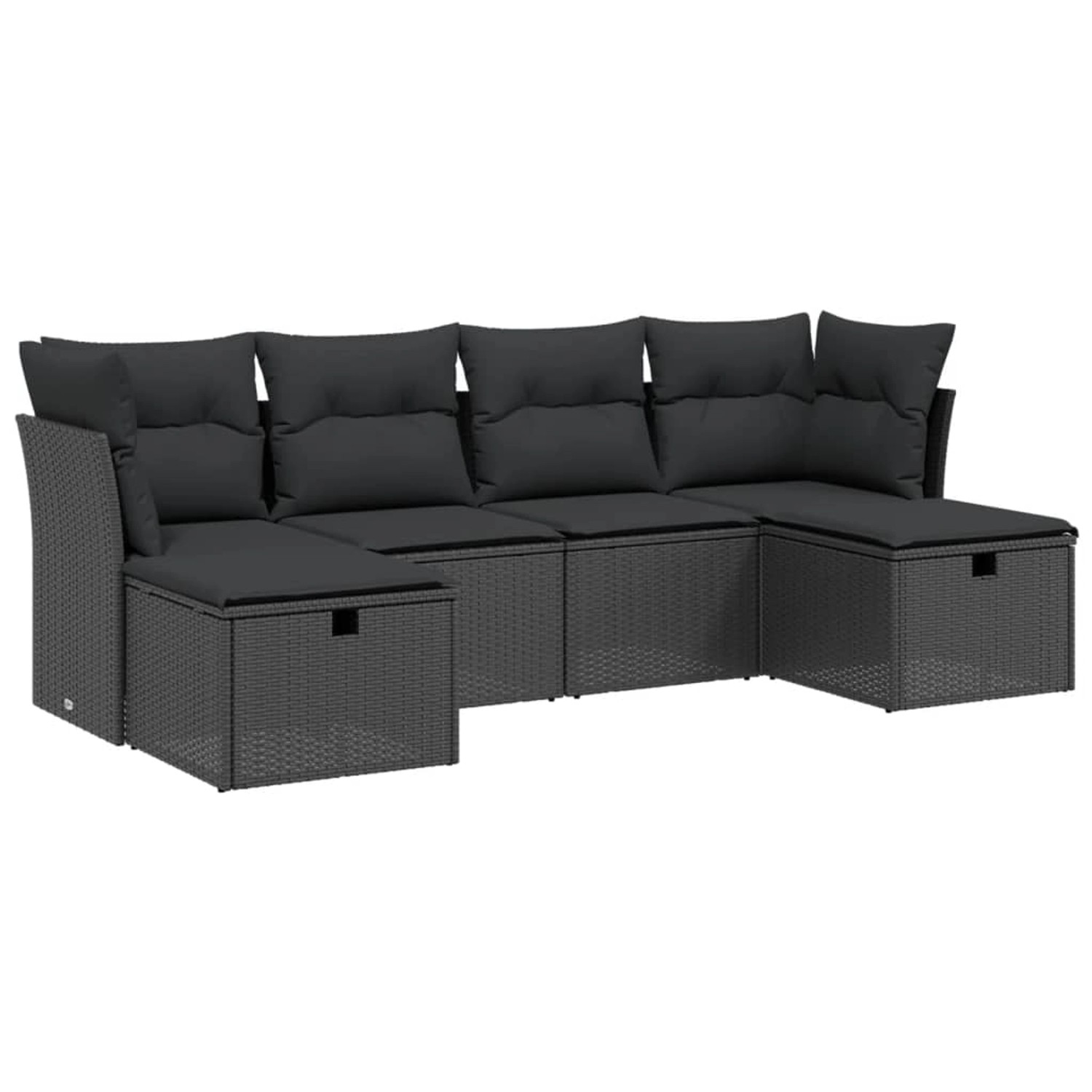 vidaXL 6-tlg Garten-Sofagarnitur mit Kissen Schwarz Poly Rattan Modell 136 günstig online kaufen