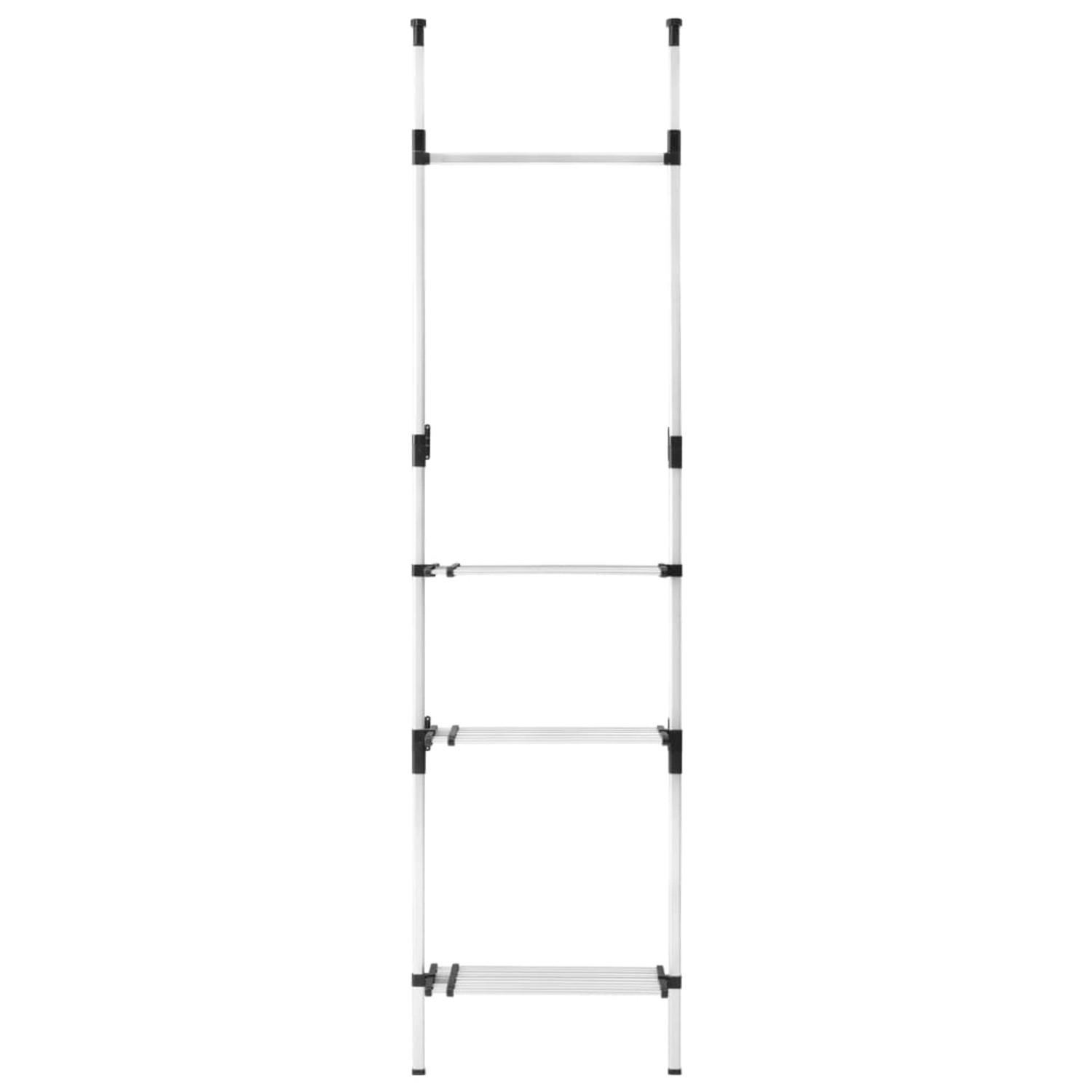 vidaXL Teleskop-Garderobe mit Stangen und Regal Aluminium 321113_6