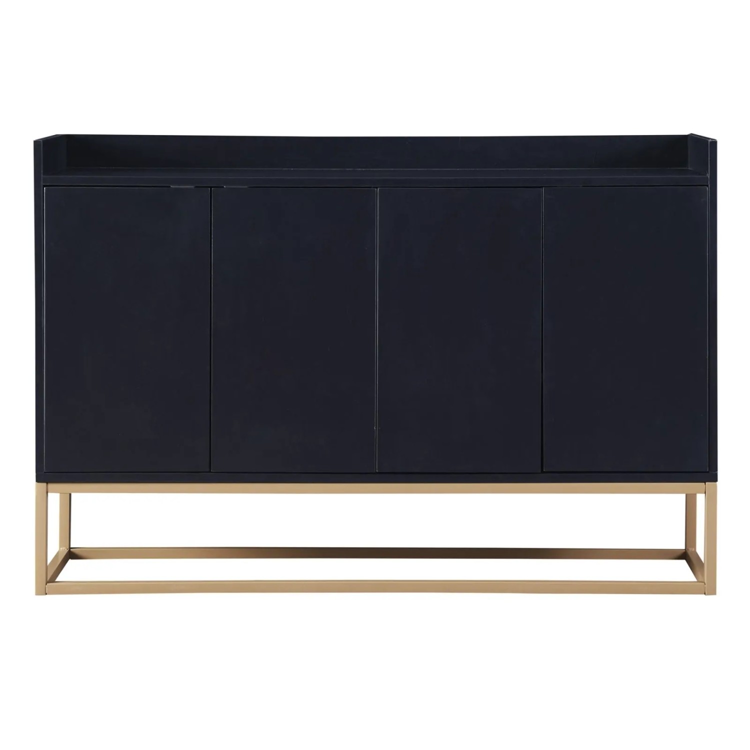 PXloue Buffetschrank Sideboard mit 4-Türiger Griffloser für Esszimmer Wohnzimmer und Küche Schwarz