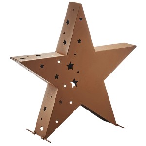 Rostfarbener Kobolo Deko Stern XL mit Sternenmuster für Teelicht, Weihnachtsdekoration.