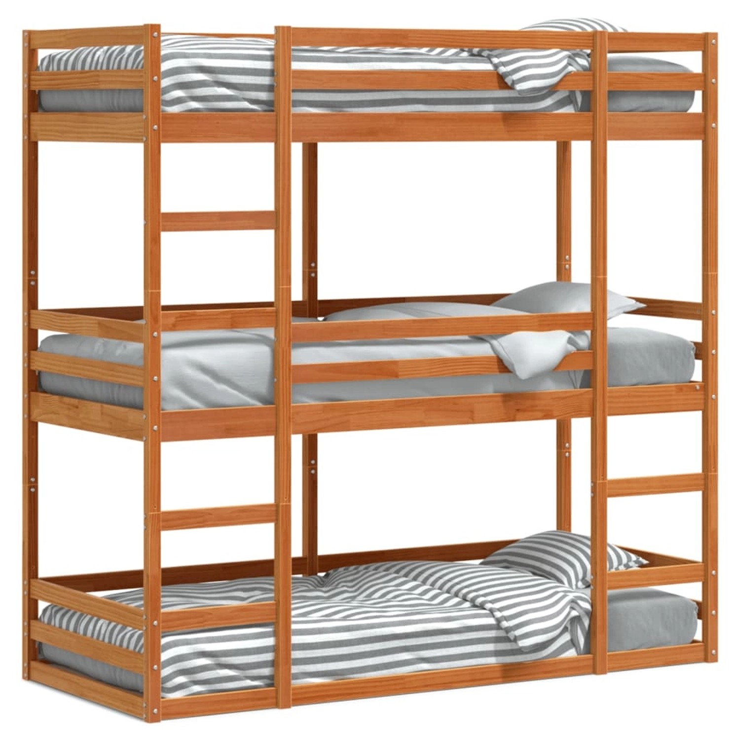 vidaXL Dreifach-Etagenbett Wachsbraun 75x190 cm Massivholz Kiefer2102526 günstig online kaufen