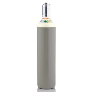 Graue Sauerstoffflasche 2.5 T20 zur Nutzung, gefüllt für Schweißen und Schneiden.