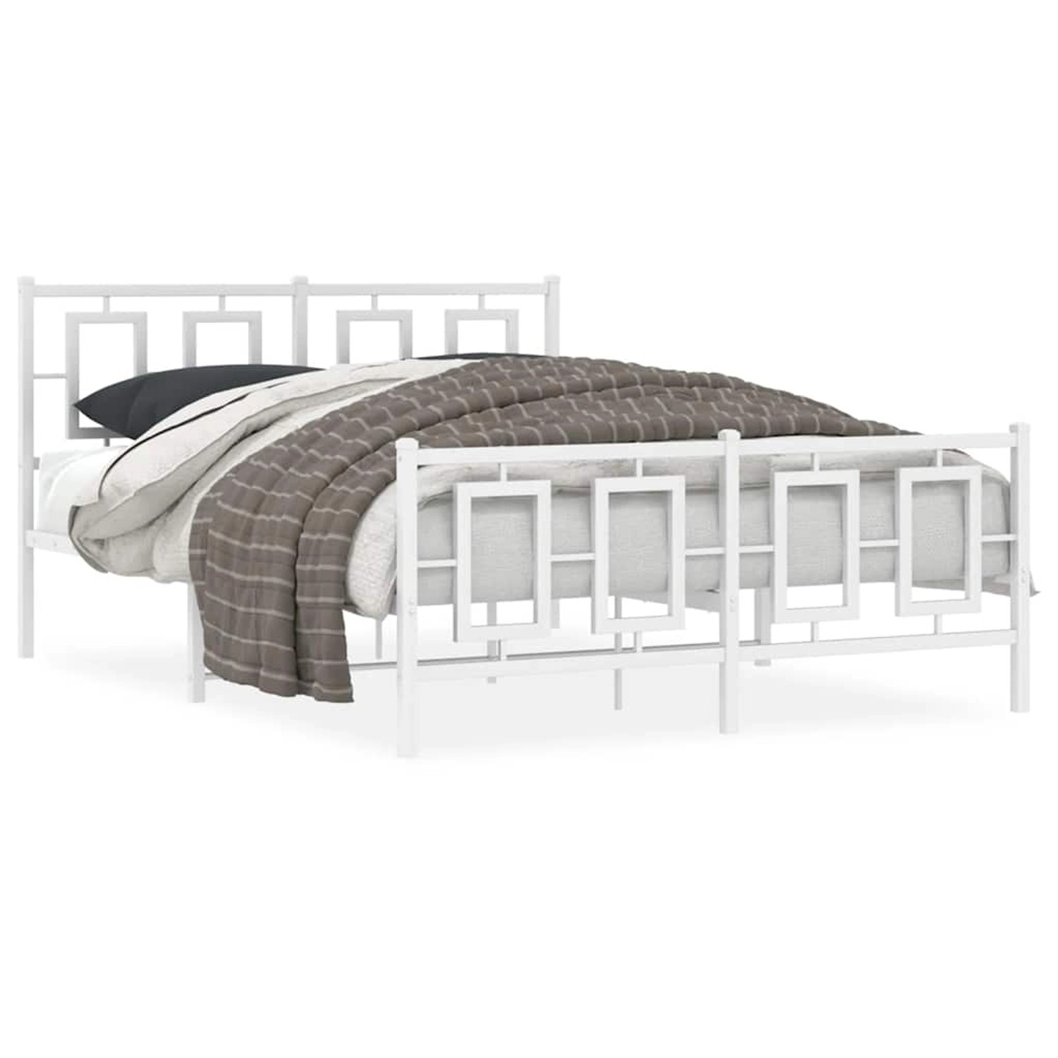 vidaXL Bettgestell mit Kopf- und Fußteil Metall Weiß 135x190 cm 374307 günstig online kaufen