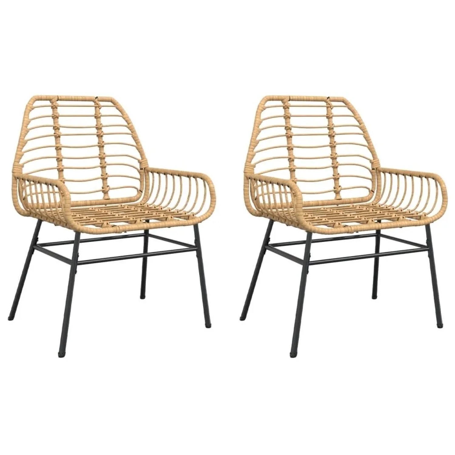 Furnicato Gartenstühle 2 Stk Braun Poly Rattan
