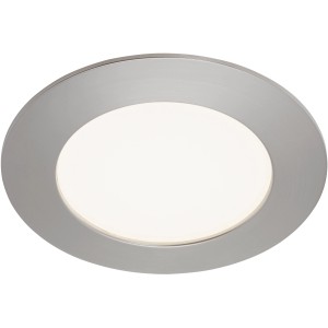Runde Briloner LED-Einbauleuchte in Nickel matt, 12 cm Durchmesser.