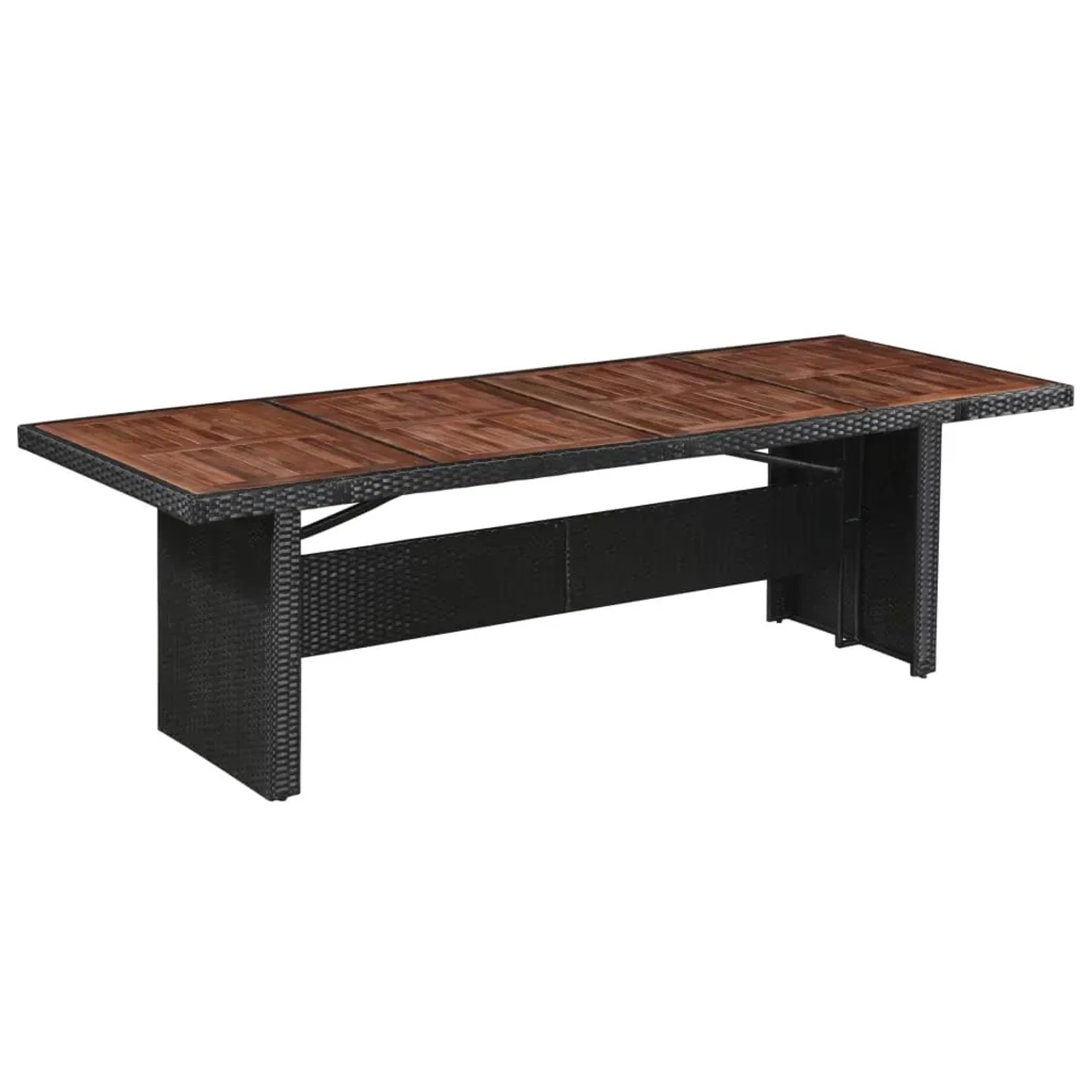 vidaXL Gartentisch 240x90x74 cm Poly Rattan und Massivholz Akazie 43940