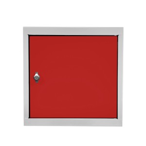 PROREGAL Schließfachwürfel Blocky, 40x40x40cm, lichtgrau/rot, mit Drehriegelschloss.