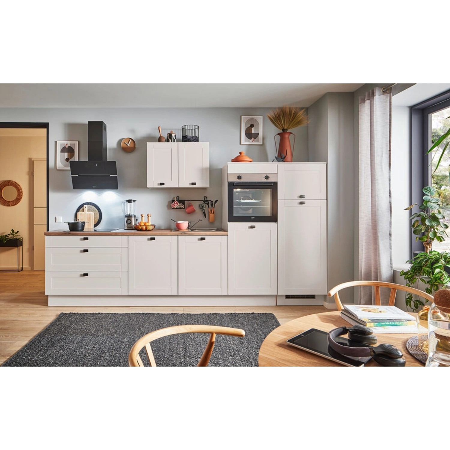 pino Küchenzeile 320 cm Kaschmirgrau Matt Anschlag rechts 2 Geräteschränke günstig online kaufen