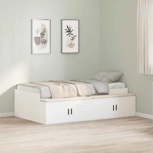 vidaXL Bett mit Stauraum Weiß 90 x 200 cm Holzwerkstoff 3335189