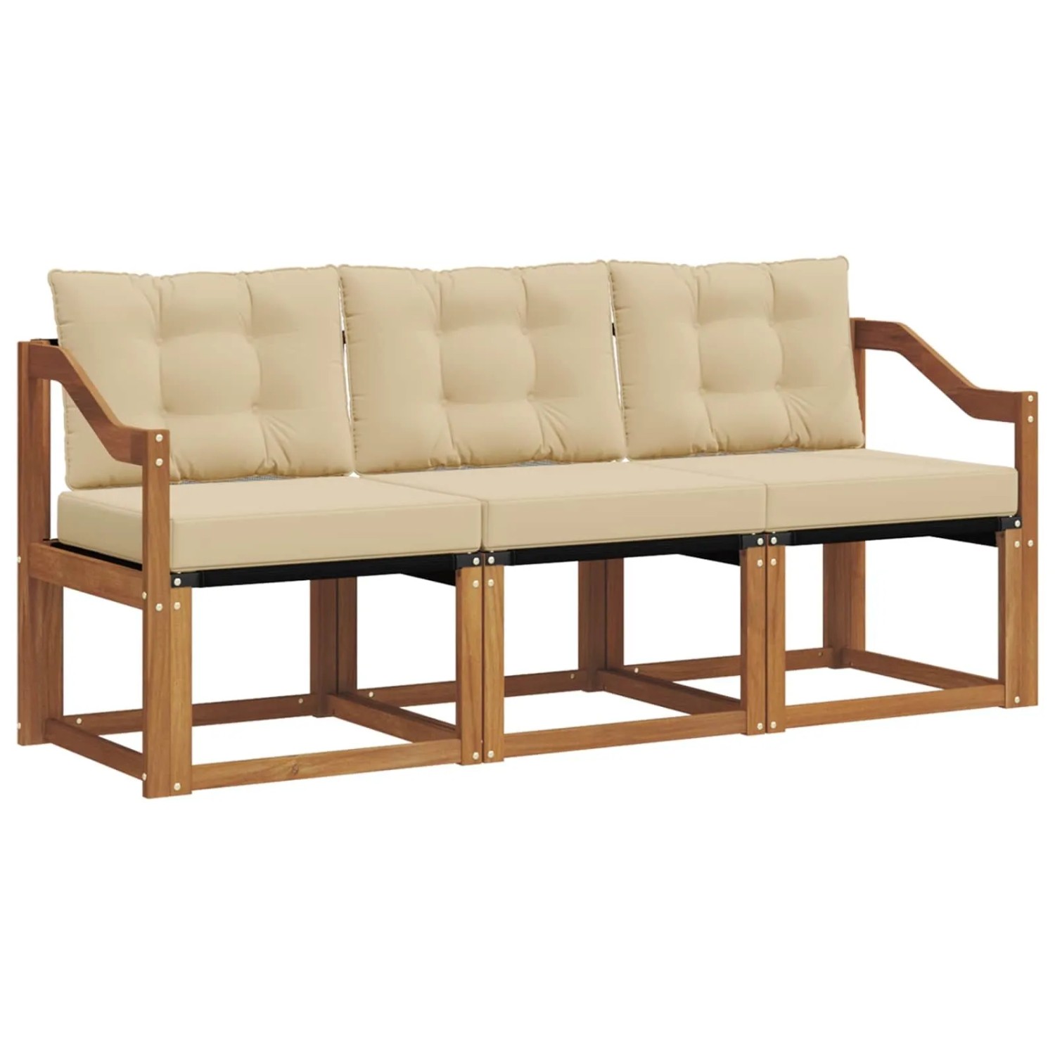 vidaXL Outdoor-Sofagarnitur mit Kissen 3-Tlg Natur und Beige 3368364