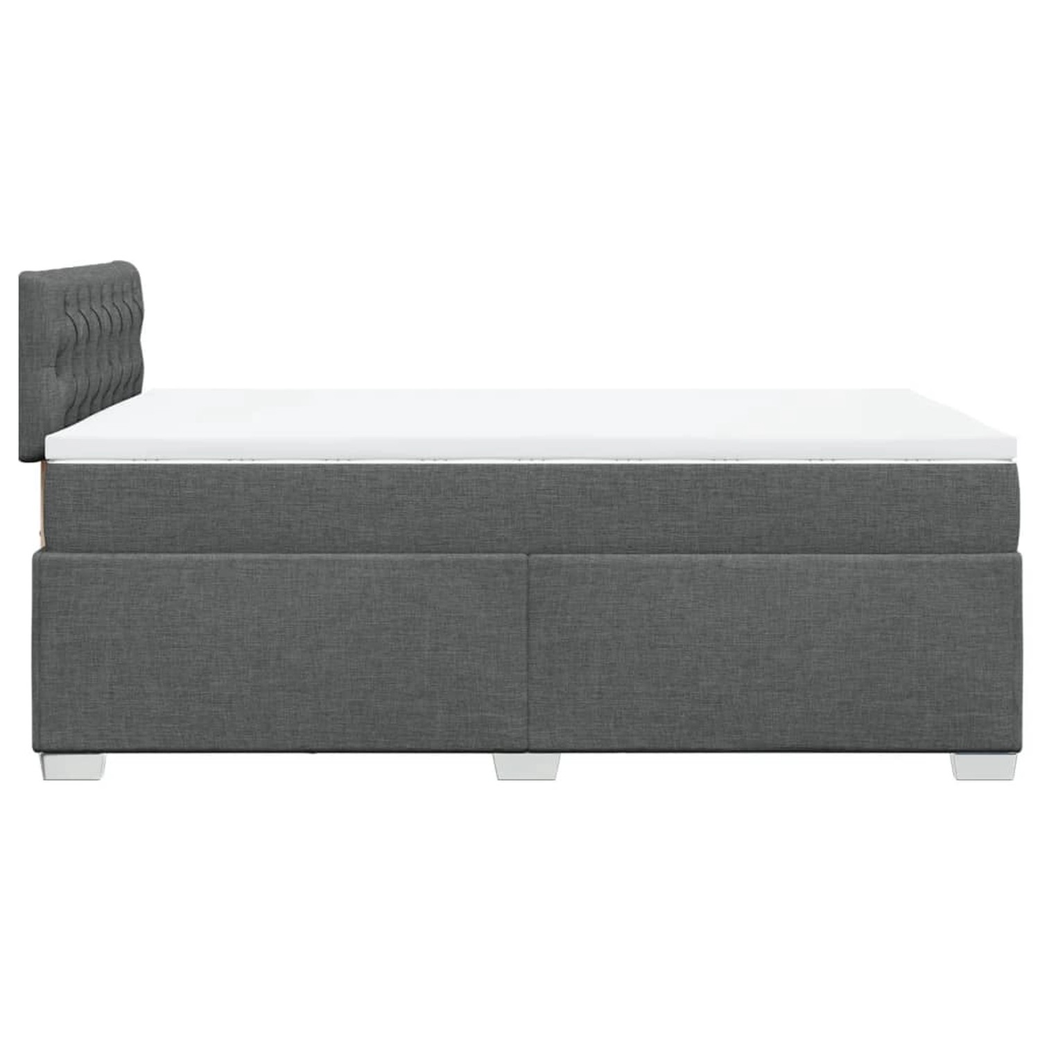 vidaXL Boxspringbett 120x190 cm, dunkelgraues Stoffbett mit Matratze und Kopfteil.