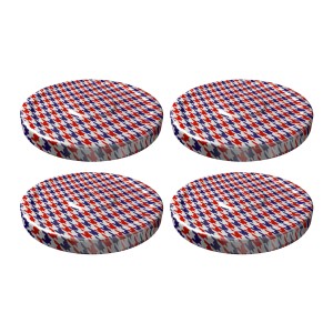 Dr. Oetker Twist-off Deckel-Set, 4-teilig, Edelstahl, rot-blau gemustert für Einkochgläser.