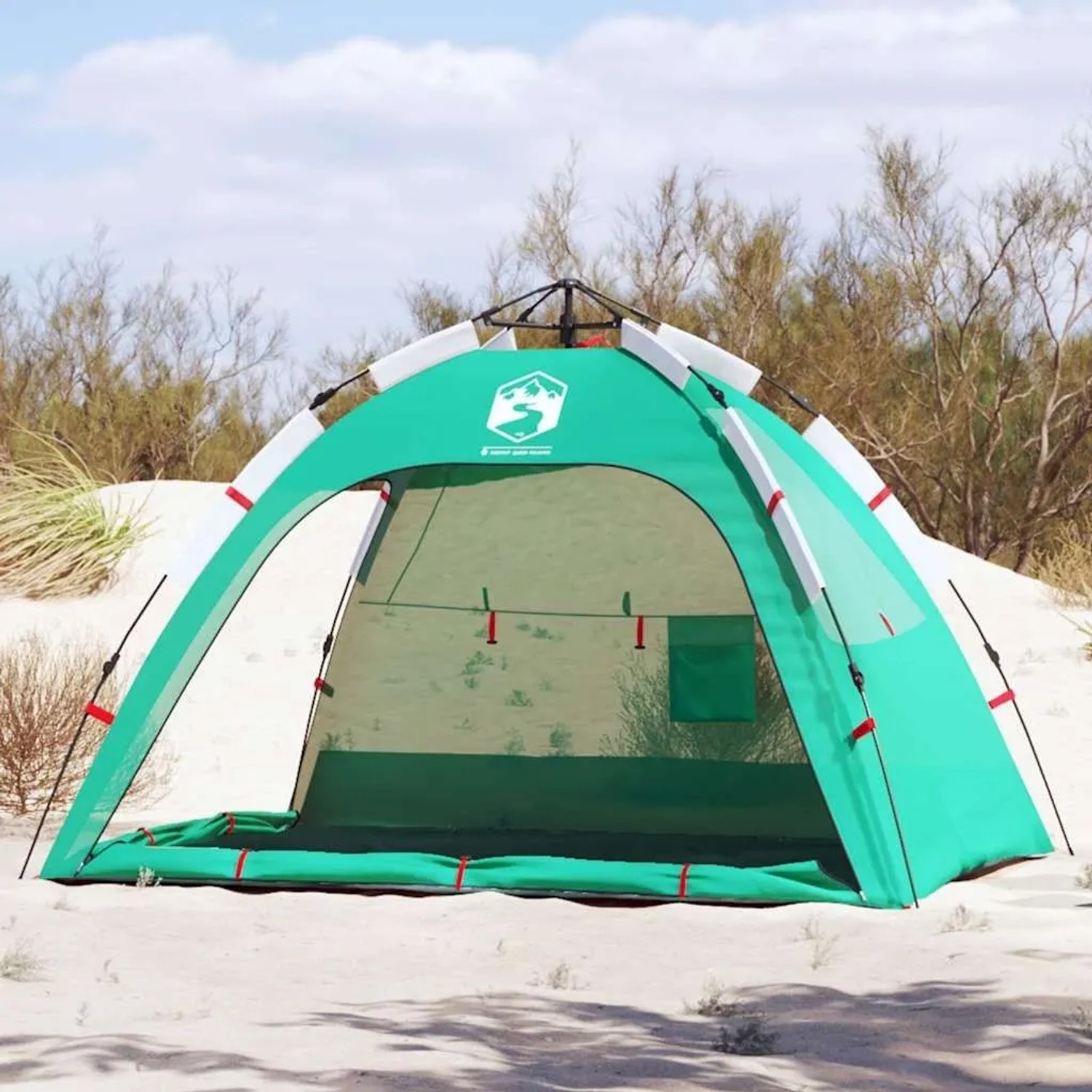 Seegrünes Strandzelt für 2 Personen von vidaXL. Campingzubehör mit Quick-Release System.