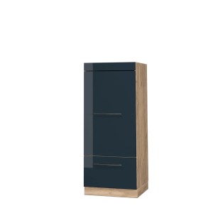 Vicco Mikrowellenschrank Fame-Line, dunkelblau/Eiche, 60 cm. Küchenschrank mit zwei Türen.