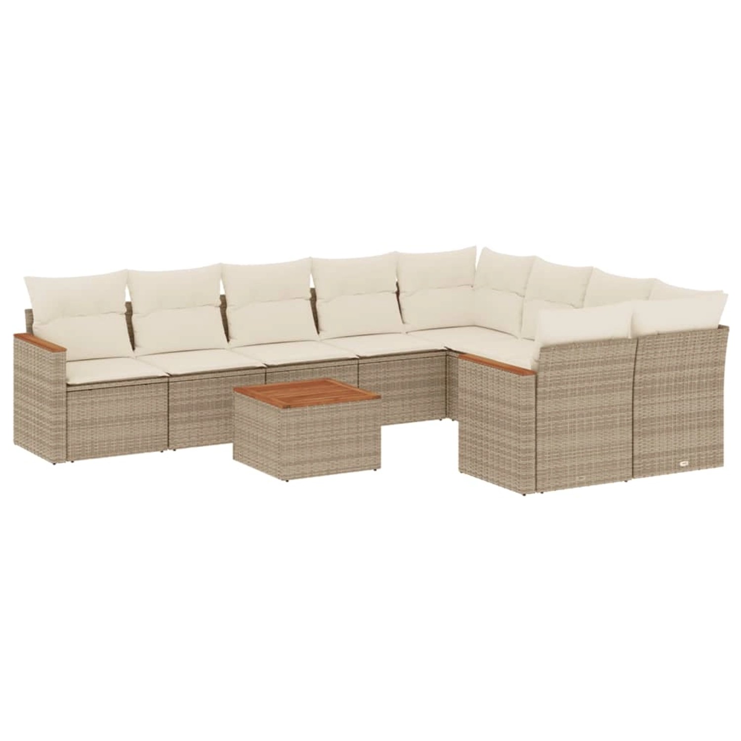 vidaXL 10-Tlg Garten-Sofagarnitur mit Kissen Beige Poly Rattan 3258712 günstig online kaufen