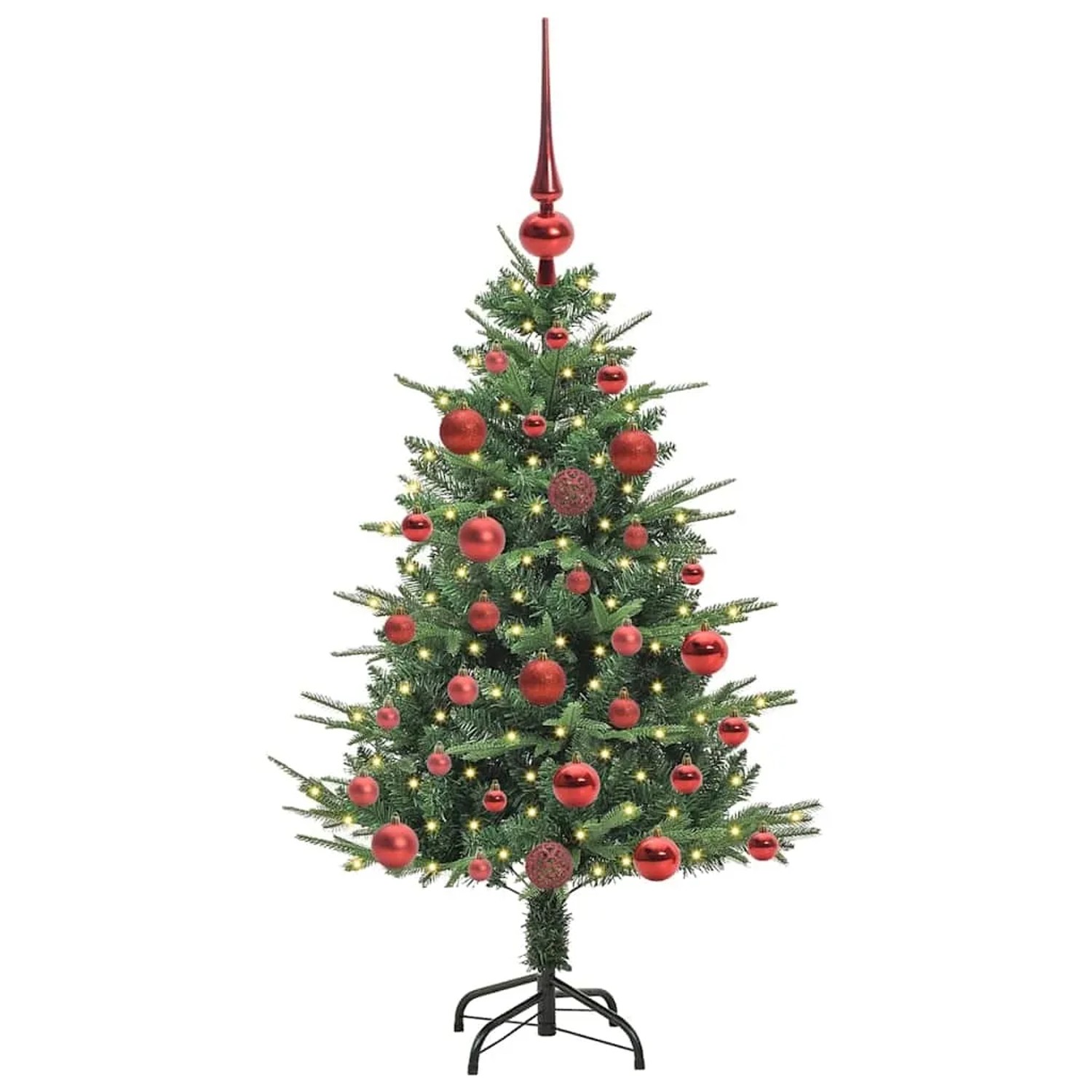 vidaXL Künstlicher Vorbeleuchteter Weihnachtsbaum mit Kugelset Grün 3395326